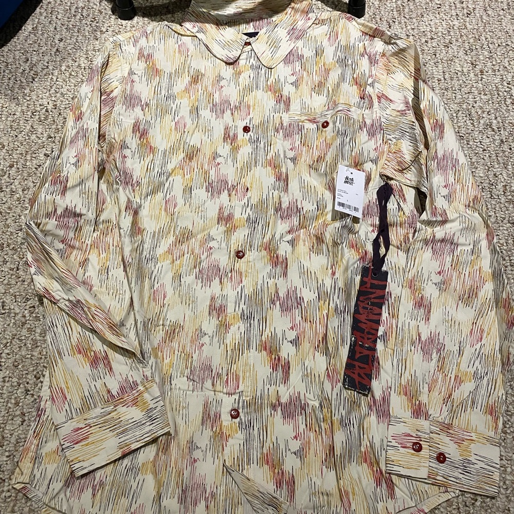 Altamont Men's Beige and Red Patterned Shirt